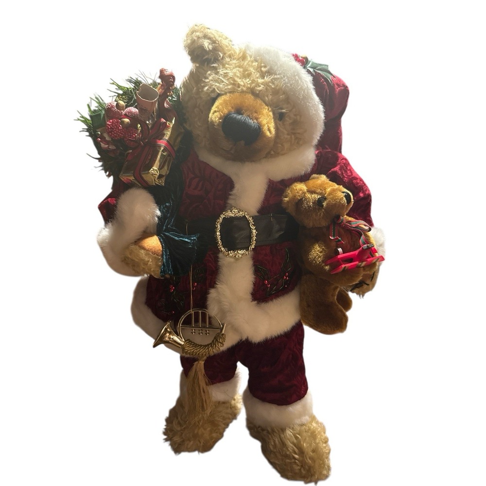 Christmas Santa Teddy Bear‎ 2 Foot Tall Figurine Baby Bear Musical Instruments